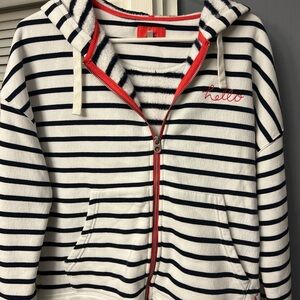 JOULES WOMENS FULL ZIP HOODED SWEATSHIRT SIZE 10 Black/white